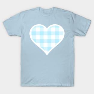 Blue and White Buffalo Plaid Heart T-Shirt